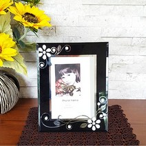건강-드림_큐빅 플라워 탁상 액자 블랙 용액자 선물용 유리 책상 인테리어 예쁜 사각 크리스탈_rjsrkdemf, 옵션선택사항없습니다