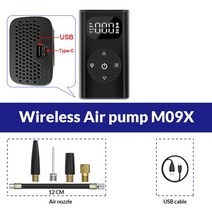 가압펌프 E-E 휴대용 자동차 공기 압축기 타이어 팽창기 펌프, 02 Wireless M09X