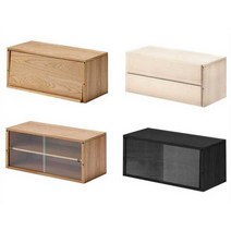 수납장 정리함 캐비닛 박스 플랩 도어 미닫이 슬라이딩 유닛 선반용 박스, 86cm 2단 서랍장(애쉬)