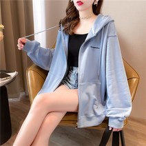 Maidefei 여성 후드티 후드집업 스웨트셔츠 여자 학생 평상복 편지 릴렉스핏 후드티