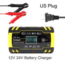 Foxsur 24V 4A 12V 8A 자동 배터리 충전기 펄스 수리 LCD 디스플레이 스마트 빠른 AGM 딥 사이클 젤 납산, 02 A2 12V 24V US Plug
