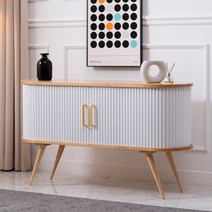 로이드 원목 템바보드 그란데 거실장 1200, 화이트 사각골드손잡이