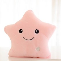 LED 별 발광쿠션 봉제 인형, 핑크색