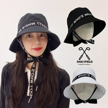 여성골프모자 레터링 스트랩 벙거지 모자 버킷햇 여름 데일리필드 hat_03002453, 블랙
