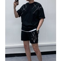페인팅 여름반팔 반바지 숏팬츠 오버핏반팔츄리닝 반바지트레이닝복세트