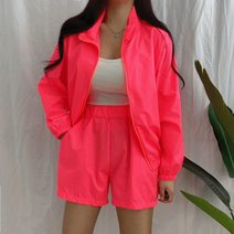 [가성비] 네온 바람막이 집업 반바지 세트