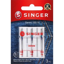 SINGER 데님 재봉틀 바늘 사이즈 100/16-5개, Set of 3 100/16