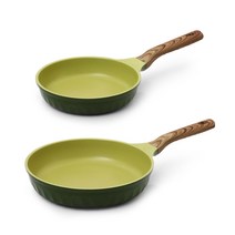 포시즌 올리브그린 인덕션 후라이팬 2종 세트, 혼합색상, 후라이팬 20cm + 28cm