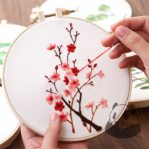 CHINA 해외DIY 자수클래스 집콕취미 동양자수 프랑스자수기초, 비안꽃 도안세트, 1개