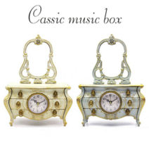 클래식 화장대 오르골 탁상시계, 엔틱화이트