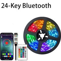 LED 스트립 1m-20m RGB 5050 18 개 조명 5V 유연한 다이오드 블루투스 IR 제어 컴퓨터 TV 침실 천장 크리스마스 장식, [04] 24-Key Bluetooth, [03] 3m 9.84ft
