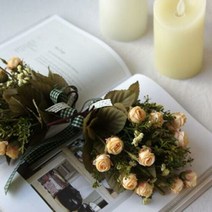 뉴 베이비로즈 가렌더 조화장식 미니장미 가랜드 소품, 피치