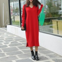 데일리앤 브이넥 겨울 니트 원피스 쥬이드
