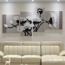 거실 인테리어 액자 대형 입체 특이한 골드 꽃 예쁜 분할, 20번-블랙타이틀
