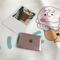 노트북 모형 거울 재미있는 쓸모없는 선물 여성 화장 휴대용 휴대 소품 미러 손거울, 1개, 애플 핑크