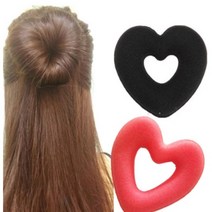 올림 머리 헤어 스펀지 똥머리 반묶음 묶기 하트 당고, 레드YS001946, 1개