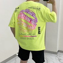 데일트 라벨 남자 오버핏 백 프린팅 반팔 티셔츠