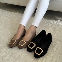 슈리오 여성 스웨이드 스퀘어 푹신한 통굽 로퍼 3cm
