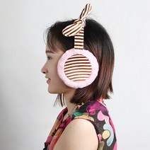 핑크 머리띠귀마개 겨울 방한 털귀마개