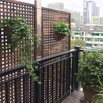 테라스 발코니 가림막 담장 나무 원목 베란다 울타리 펜스 야외 마당 정원 가리개 방부목, 탄화90×120