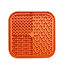 강아지 자동급식기 Mat For Pet Dogs Cats Slow Food Bowls With suction cup Feeding Food Bowl Silicone Dog Lick, style 2-Orange_S(15X15X1CM)