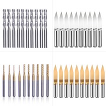 우드카빙키트 접목도 조각도 1040pcs 엔드 밀 3.175mm 티타늄 코팅 필수 cnc 밀링 커터 조각 비트 미니 pcb 카바이드 라우터 비트 밀링 키트, 40개 비트