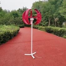 풍력발전기 기둥 풍차 수직 터빈 에너지 발전 12v 24v, C 레드 랜턴 팬 본체 300W+컨트롤러
