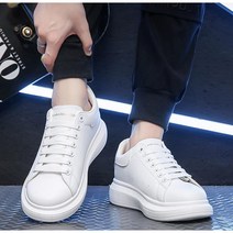 Momolatti 남녀 공용 통굽 키높이 여성용 가죽 캐주얼 스니커즈