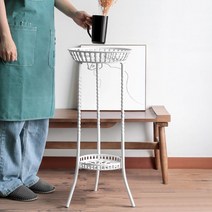 스틸 원형 2단 화분대 베란다 가드닝 다육이 선반 블랙 화이트, 클레아 화이트