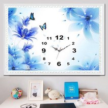 Qiqihar Qinyan 3D 전체DIY 큐빅 보석 십자수세트 푸른 나비 꽃 시계 취미생활 비즈십자수sqq149, 1세트, 90*67cm