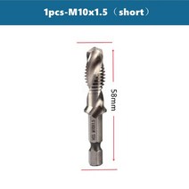 HSS 쓰리인원 다기능 육각 섕크 복합 탭 태핑 드릴링 모따기 기계 나사 탭 1 개 6 개, 06 1pcs-M10x1.5-short