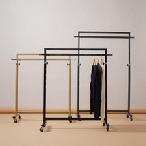 [중고]백화점 아울렛 업소용 옷가게 사각 그레이 높이 너비 조절 이동식 리폼 1단 팝업 행거, 블랙