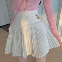 골프 플리츠 스커트 테니스 주름치마 골프 플리츠 플리츠 스커트 한 캐주얼 슬림 대학 여성 미니 메탈 레터 a라인 스타일
