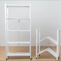 일상곳곳 접이식 다용도 폴딩 철제선반, 5단, 글로시화이트