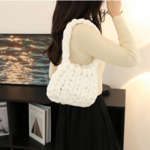 굵은 실 22m 6가지 색상 자이언트얀 DIY 뜨개 손으로 짠 만두 가방만들기 니트백, 연그린