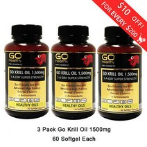 고헬씨 크릴오일 1500mg 60캡슐 3통 1세트, 3통 180캡슐
