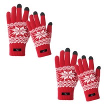 에이치머스 방한 눈꽃 자수 스마트폰 터치 털 장갑 2개입 세트 DM-2