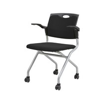 CNS T2 black 회의실용 강의실용 다목적의자 접이식의자, 그레이, 팔걸이(무), 사륜형