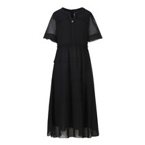 베스띠벨리 2022여름 오픈 카라 쉬폰 롱 원피스2514BK