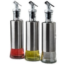 업소용 주방용 밀폐 원터치 유리 스텐 오일병 소스병 300ml 3개묶음