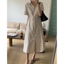 우아글로벌 썸머 루즈핏 포켓 셔츠 롱 원피스
