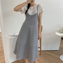 퍼니걸스 5325 고방 체크 뷔스티에 롱 원피스 여성의류