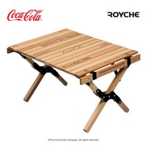 로이체 코카콜라 캠핑 원목 우드 접이식 폴딩 테이블 + 파우치 세트 COKE-WFT-C-WD, 블랙(테이블)
