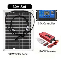 휴대용 태양열발전기 배터리 캠핑 차박 전원 충전기 태양 광 발전 시스템 300W 전지 패널 1200W 수정 사인, 01 Solar Panel kit