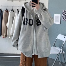모노포스 루즈핏 8080 프린팅 후드 집업 MR1245