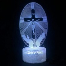 예수 3d led 램프 침실 야간 조명 액션 기독교 그림 아바타 성경 축복 처녀 방 장식 선물 루스, 01+Black base 7colours
