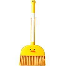 [모사찌] 캐릭터 노랑오리 스탠드 빗자루 쓰레받기세트 가정용 업소용, 1개