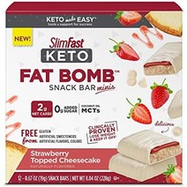 키토 케토 저탄고지 다이어트 Slimfast 지방 폭탄 스낵바 미니 딸기 토핑 치즈, 딸기 치즈 케이크