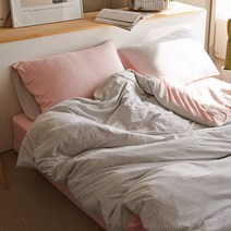 쓰담 순면 모찌 이불커버, B 베이비핑크