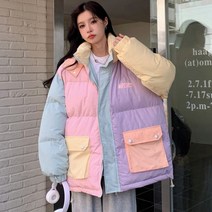 여성 캐주얼 스위트 긴팔 싱글 브레스트 파카 패치워크 아우터 코트 가을 겨울